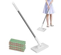 Dust Mop for Floor Cleaning, No Wash Face Towel Mops, Includes 4 Reusable Microfiber Cloths, Household Dust Removal Supplies, Pet Hair Cleaner, Bathroom, Living Room, Kitchen, Hardwood, Tile