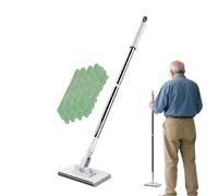 Dust Mop for Hardwood Floors - Flat Cleaning Tool for Home Spaces | 360 Degree Rotating Head Broom with Two Reusable Microfiber Pads, Lightweight Floor Sweepers for Kitchen Tile Laminate Apartment Use