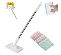 Dust Mop Magic Snap-Grip Mini Mop, Zero-Touch Automatic Convenient Cloth Changing Lazy Mops (1 Balai (Blanc))