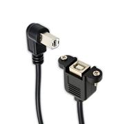 DUSTEWQ Câble d'extension USB 2.0 B mâle vers femelle à angle droit, avec installation de déflecteur à vis, câble de données universel pour imprimante scanner (50 cm)