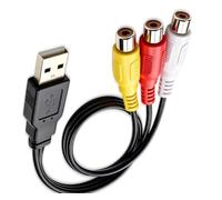 DUSTEWQ Câble USB vers 3 RCA, USB 2.0 A mâle vers 3 RCA femelles, câble de capture audio et vidéo composite, compatible avec les ordinateurs Mac, enregistreur de disque dur, DVR, équipement AV