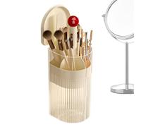 Dustproof Toothbrush Holder - 4 Compartments Lifting Container with Lid | Bathroom Makeup Brush Organizer with Covered Storage Design for Eyebrow Pencil Cosmetic Bathroom Vanity Counter Desktop Pantr