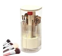Dustproof Toothbrush Holder - Bathrooms Makeup Brush Holder Container | Standard Size | 4 Compartments Lifting Container With Lid | Clear Covered Vanity Desktop Organizer For Eyebrow Pencil