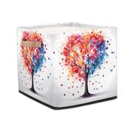 Dusviba Cube de rangement pliable coloré avec poignée en cuir, panier à linge pliable pour placard, chambre à coucher, chambre d'enfant, bureau, rangement de jouets, 33 x 33 x 33 cm