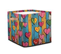 Dusviba Cube de rangement pliable en bois avec poignée en cuir, panier à linge pliable pour placard, chambre à coucher, chambre d'enfant, bureau, rangement de jouets, 33 x 33 x 33 cm
