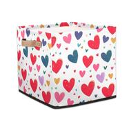 Dusviba Cube de rangement pliable en forme de cœur coloré avec poignée en cuir, panier à linge pliable pour placard, chambre à coucher, chambre d'enfant, bureau, rangement de jouets, 33 x 33 x 33 cm