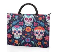 Dusviba Day of the Dead Sugar Skull Housse de transport pour ordinateur portable avec poignées, sac pour ordinateur portable 13,3" avec poches, étanche, résistant aux chocs, pour le travail, l'école