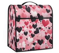 Dusviba Housse anti-poussière colorée avec motif cœur d'amour pour machine à café, housse en polyester imperméable avec poignée et poches de rangement, housse de protection anti-poussière 37,6 x 28,2