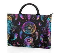 Dusviba Housse de transport ethnique violette pour ordinateur portable avec poignées, sac pour ordinateur portable 13,3" avec poches, étanche, résistant aux chocs, pour le travail, l'école, les