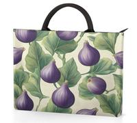 Dusviba Housse de transport pour ordinateur portable avec poignées, motif feuilles de figuier et fruits, sac pour ordinateur portable de 15,6" avec poches, étanche, résistant aux chocs, pour le