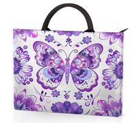 Dusviba Housse de transport pour ordinateur portable de 15,6 pouces avec poignées, motif mandala papillon et fleurs - Étanche et résistante aux chocs - Pour le travail, l'école, les voyages