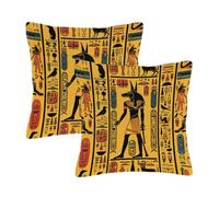 Dusviba Lot de 2 housses de coussin décoratives en polyester doux avec motif hiéroglyphes égyptiens 40,6 x 40,6 cm, pour canapé, sofa, lit, fermeture éclair dissimulée