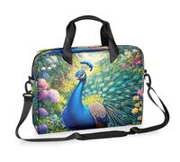 Dusviba Majestic Sac à bandoulière fin pour ordinateur portable de 40,6 cm, motif plume de paon pour homme et femme, sac à bandoulière avec poignée et sangle amovible, sac messager pour ordinateur de
