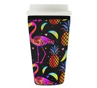 Dusviba Manchon isotherme en néoprène réutilisable et antidérapant pour gobelets, bouteilles, verres à motif ananas, flamants roses, arc-en-ciel, 780 à 820 ml