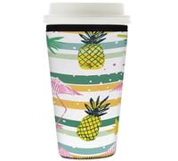 Dusviba Manchon isotherme en néoprène réutilisable et antidérapant pour gobelets, bouteilles, verres à motif ananas, flamants roses, à pois - 946 ml
