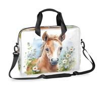 Dusviba Sac à bandoulière fin pour ordinateur portable de 40,6 cm avec poignée et sangle amovible, motif aquarelle et fleurs
