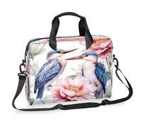 Dusviba Sac à bandoulière fin pour ordinateur portable de 40,6 cm avec poignée et sangle amovible, motif aquarelle et oiseau