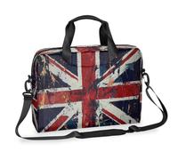 Dusviba Sac à bandoulière fin pour ordinateur portable de 40,6 cm avec poignée et sangle amovible, motif drapeau du Royaume-Uni