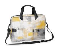 Dusviba Sac à bandoulière fin pour ordinateur portable de 40,6 cm, avec poignée et sangle amovible, peinture artistique jaune, gris, noir