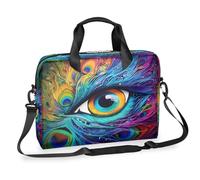 Dusviba Sac à bandoulière fin pour ordinateur portable de 40,6 cm, motif plume de paon abstrait, pour homme et femme, sac à bandoulière avec poignée et sangle amovible, sac messager pour ordinateur de