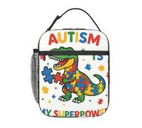 Dusviba Sac à déjeuner isotherme réutilisable et léger avec poignée pour la sensibilisation à l'autisme et aux dinosaures pour l'école, les voyages, le pique-nique, la plage