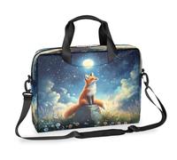 Dusviba Starry Sky Fox Daisy Sac à bandoulière fin pour ordinateur portable de 40,6 cm pour homme et femme, sac à bandoulière avec poignée et sangle amovible, sac messager pour le travail et le bureau