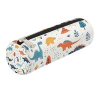 Dusviba Trousse à crayons ronde avec motif d'arbre de dinosaure de dessin animé - Trousse à crayons portable multi-usage avec fermeture éclair pour enfants, adolescents et adultes