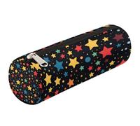 Dusviba Trousse à crayons ronde avec motif étoiles et pois - Trousse cylindrique portable multi-usage pour papeterie, cosmétiques, voyage - Pour enfants, adolescents et adultes