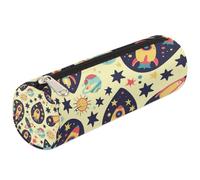 Dusviba Trousse cylindrique ronde à motif d'espace coloré - Trousse à crayons portable - Multi-usage - Pour papeterie, cosmétiques, voyage - Pour enfants, adolescents et adultes