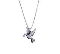 DUTACK Amour paix colombe Pigeon coeur pendentif colliers couleur argentée chaîne de cou chaîne en acier inoxydable pour femme homme avec boîte-cadeau