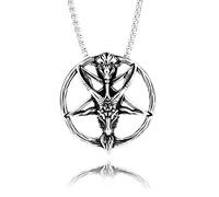 DUTACK Baphomet Collier avec pendentif en forme de tête de chèvre - Bijou gothique satanique pentagramme, accessoire à thème occulte pour hommes et femmes, cadeau unique Witchcraft