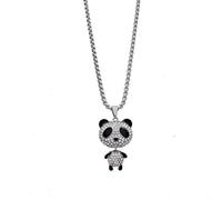 DUTACK Classique femmes strass tête mobile Panda pendentif chandail chaîne collier pour femmes collier à breloques bijoux