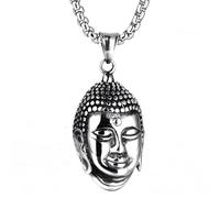 DUTACK Collier avec pendentif tête de Bouddha Avalokitesvara - Pendentif pour homme et femme, Acier inoxydable