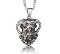 DUTACK Collier avec pendentif tête de chèvre Pan Dieu - En acier inoxydable 316L - Amulette occulte sombre - Collier satanique unisexe pour hommes et femmes