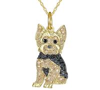 DUTACK Collier avec pendentif Yorkshire Terrier pour femme - Élégant bijou Yorkshire en argent sterling plaqué argent sterling - Cadeau d'anniversaire pour les amoureux des chiens