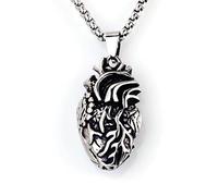 DUTACK Collier punk hip hop en forme de cœur pour couples - Acier inoxydable - Bijou organe créatif - Amulette rétro Biker Rock - Chaîne de 60 cm - Cadeau