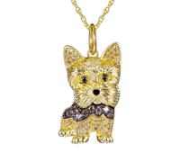 DUTACK Élégant collier Yorkshire Terrier pour femme - Bijou Yorkshire en argent sterling - Cadeau commémoratif parfait pour les amoureux des chiens - Collier réglable sur le thème des animaux de