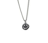 DUTACK Kpop Collier avec pendentif smiley pour adolescente Goth Hip Hop Girl Chaîne avec pendentif sourire pour homme et femme, Acier inoxydable