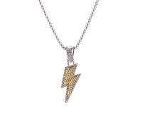 DUTACK Plein Strass Éclairage Thunder Pendentif Collier Pour Hommes Femmes En Acier Inoxydable Chandail Chaînes Hip Hop Cou Bijoux Collier Chaîne