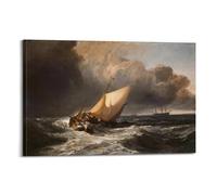 Dutch Boats in A Gale, 1801 - par J. M. W. Turner Peinture d'art Impression artistique murale Peinture à suspendre Décoration de chambre familiale 40 x 60 cm