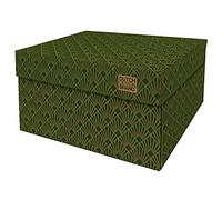 Dutch Design Brand Boîte de rangement avec couvercle - Boîtes de rangement - Carton recyclable certifié FSC (dimensions : 38,9 x 31,8 x 21,1 cm) (Art Deco Velvet Green)