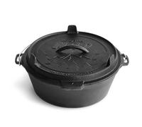 Dutch Oven BURNHARD® Fonte, 5,6 l, Couvercle multifonction, Levier de couvercle, pour Barbecue & Foyer, idéal pour Ragoûts - Little John