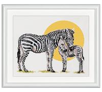 DUTCH STITCH BROTHERS - Kit de broderie au point de croix compté - DSB006A - Safari Zèbre - Aida blanc - 21 x 25 cm - Kit de broderie pour adultes