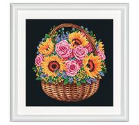 DUTCH STITCH BROTHERS - Kit de broderie au point de croix compté - DSB016 - Panier de Fleurs - Aida noir - 32 x 32 cm - DIY pour adultes