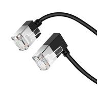 Dutevolns Câble Ethernet Flexible Cat 6 à Angle Droit de 90° 1.5m, Ultra Fin et Compact RJ45 Cat 6a Cordon LAN Gigabit Compatible avec Mac, PC, Routeur, Windows (Noir)