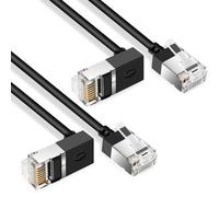 Dutevolns Câble Ethernet Flexible Cat 6 avec Angle 270° vers le Haut 2m, 2 Pièces Ultra Fin et Mince RJ45 Cat 6a Câble LAN Gigabit pour PC, Routeur, Windows (Noir)