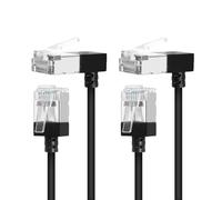 Dutevolns Câble Ethernet Ultra Fin Cat 6 avec Angle de 90° Vers le Bas 3m, 2 Pièces Flexible et Mince RJ45 Cat 6a Cordon LAN Gigabit pour PC, Routeur, Windows (Noir)