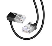 Dutevolns Câble Ethernet Ultra Fin Cat 6 avec angle de 90° vers le bas 5m, RJ45 Flexible et Compact Cat 6a Câble LAN Gigabit pour PC, Routeur, Windows (Noir)