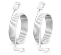 Dutevolns Câble Ethernet Ultra Fin Cat 6 avec Angle de 90° Vers le Bas 8m, 2 Pièces Flexible et Mince RJ45 Cat 6a Cordon LAN Gigabit pour PC, Routeur, Windows (Blanc)