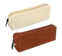 DUTIFUL Lot de 2 trousses à crayons, en tissu côtelé, pour filles, adolescentes, pour l'école et le bureau (marron, blanc), marron, Petite trousse à crayons